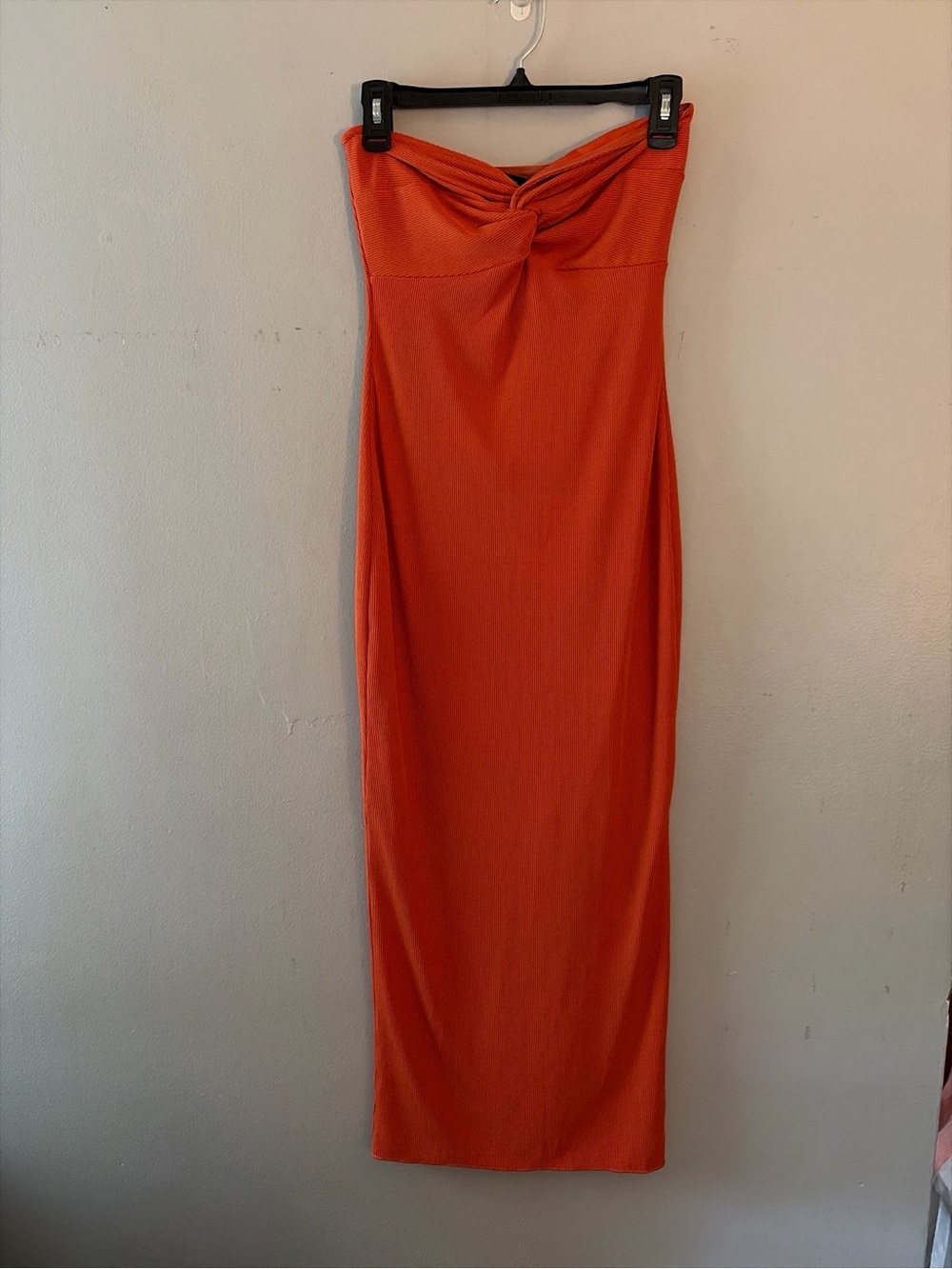Amazon Strapless Twist-Front Maxi Dress in Burnt Orange